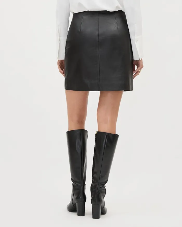 RWandCO Skirts Genuine Leather Black ALine Mini Skirt Black 8211 Women RWandCO Skirts Genuine Leather Black ALine Mini Skirt Black 8211 Women