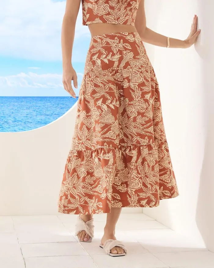 RWandCO Skirts HighRise ALine Midi Skirt Etruscand Red Leaf Multi 8211 Women RWandCO Skirts HighRise ALine Midi Skirt Etruscand Red Leaf Multi 8211 Women