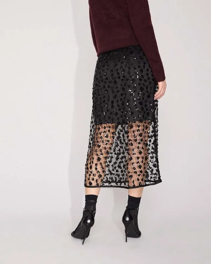 RWandCO Skirts HighRise Sequins Midi Skirt Black 8211 Women RWandCO Skirts HighRise Sequins Midi Skirt Black 8211 Women