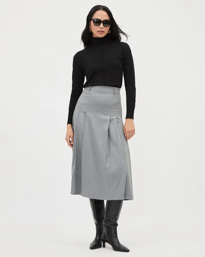 RWandCO Skirts Ultra HighRise Pleated Flannel Skirt Grey Mix 8211 Women