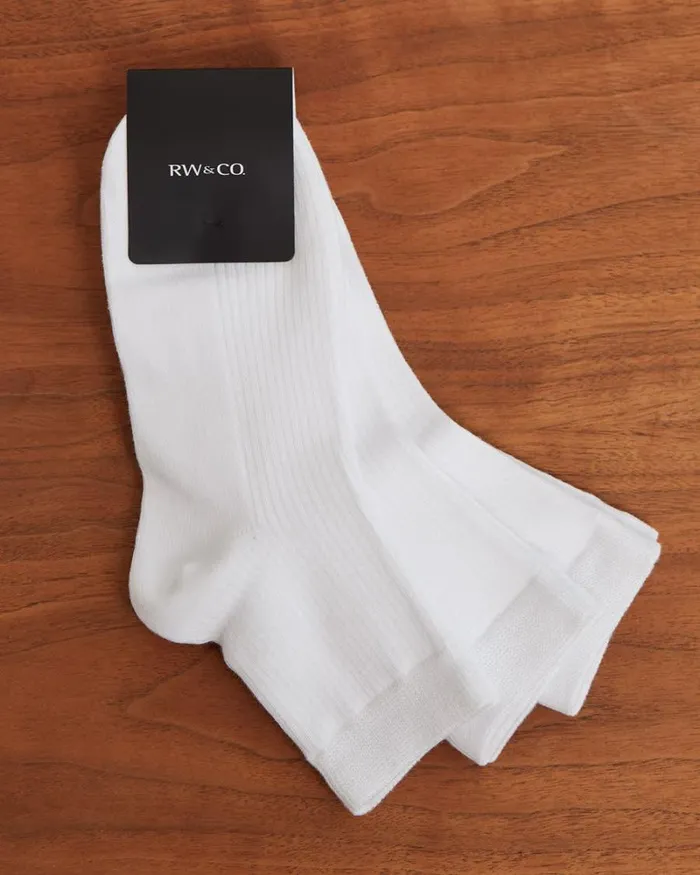 RWandCO Socks and Tights White Ribbed Crew Socks 8211 3 Pairs White 8211 Women