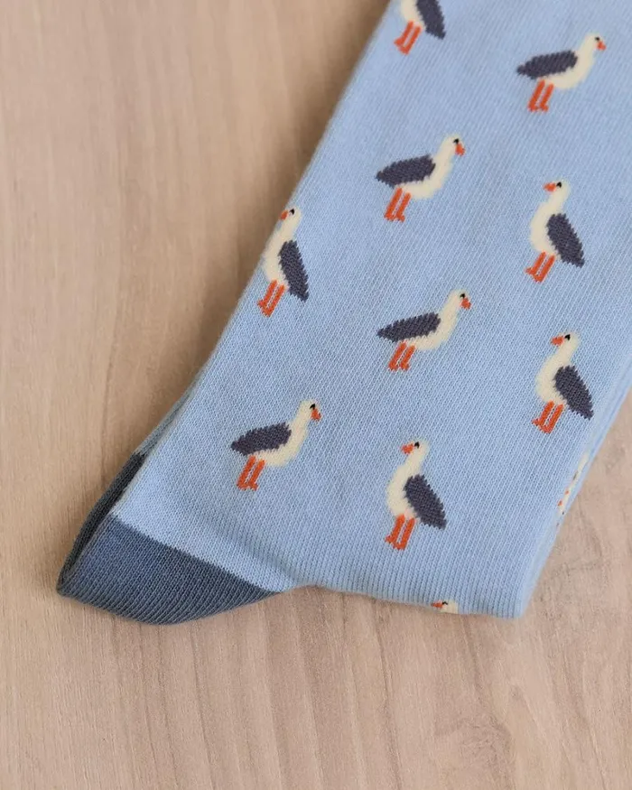 RWandCO Socks Blue Socks With Small Birds Dream Blue 8211 Men RWandCO Socks Blue Socks With Small Birds Dream Blue 8211 Men