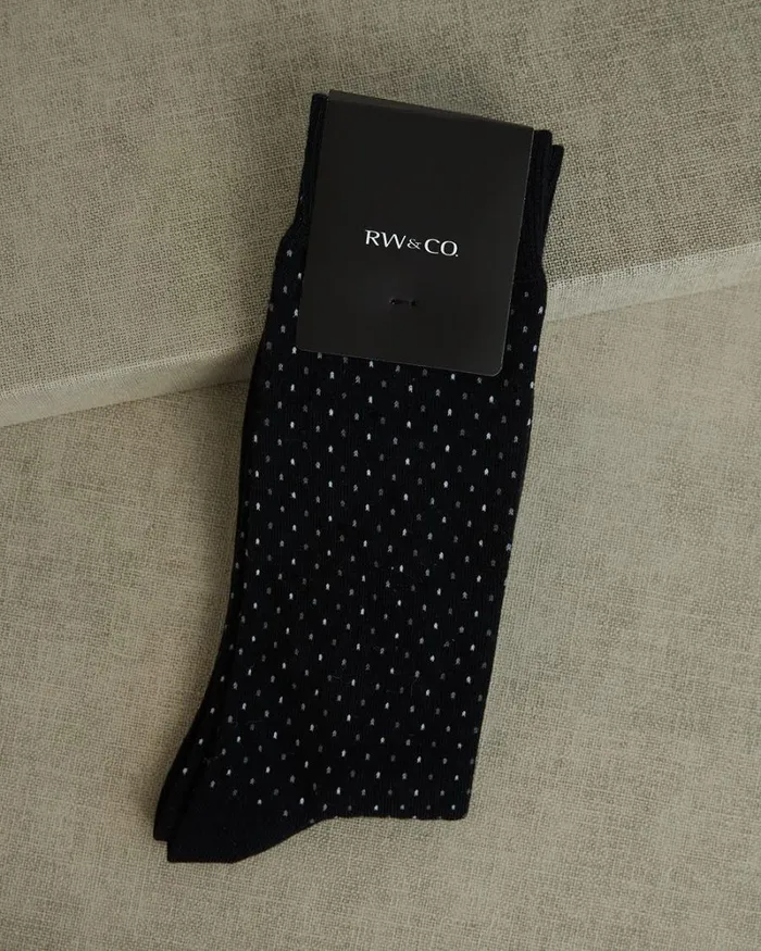 RWandCO Socks Dotted Dress Socks Black 8211 Men
