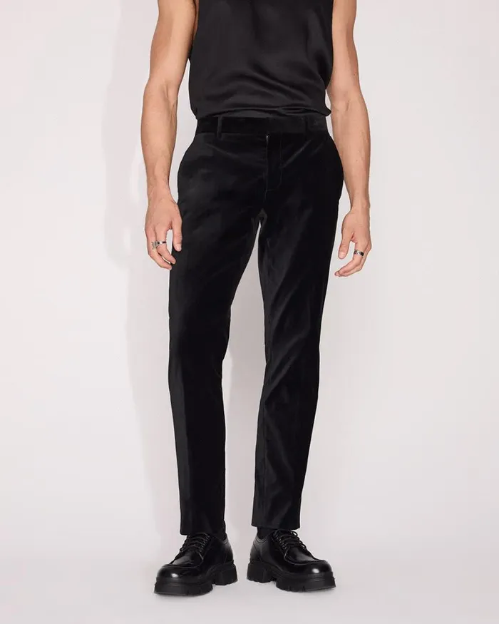 RWandCO Suit Pants SlimFit Velvet Suit Pant Black 8211 Men