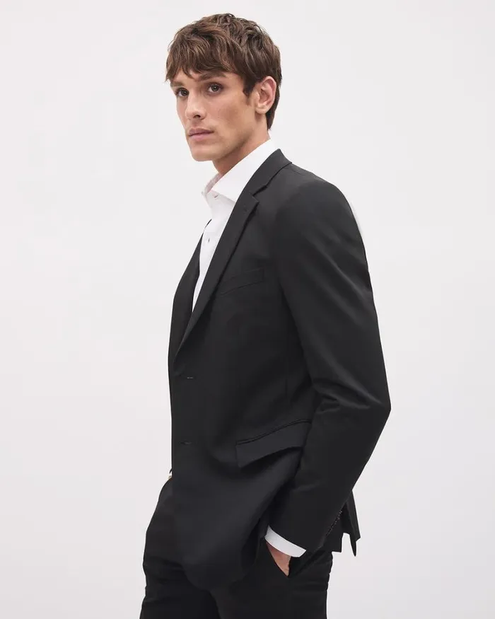 RWandCO Suits Black Slim Fit ETech Blazer Black 8211 Men