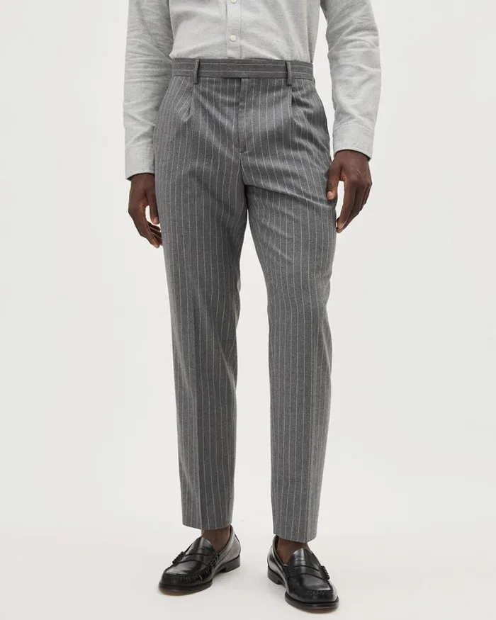 RWandCO Suits Pleated TaperedLeg Striped Suit Pant Med Grey 8211 Men RWandCO Suits Pleated TaperedLeg Striped Suit Pant Med Grey 8211 Men