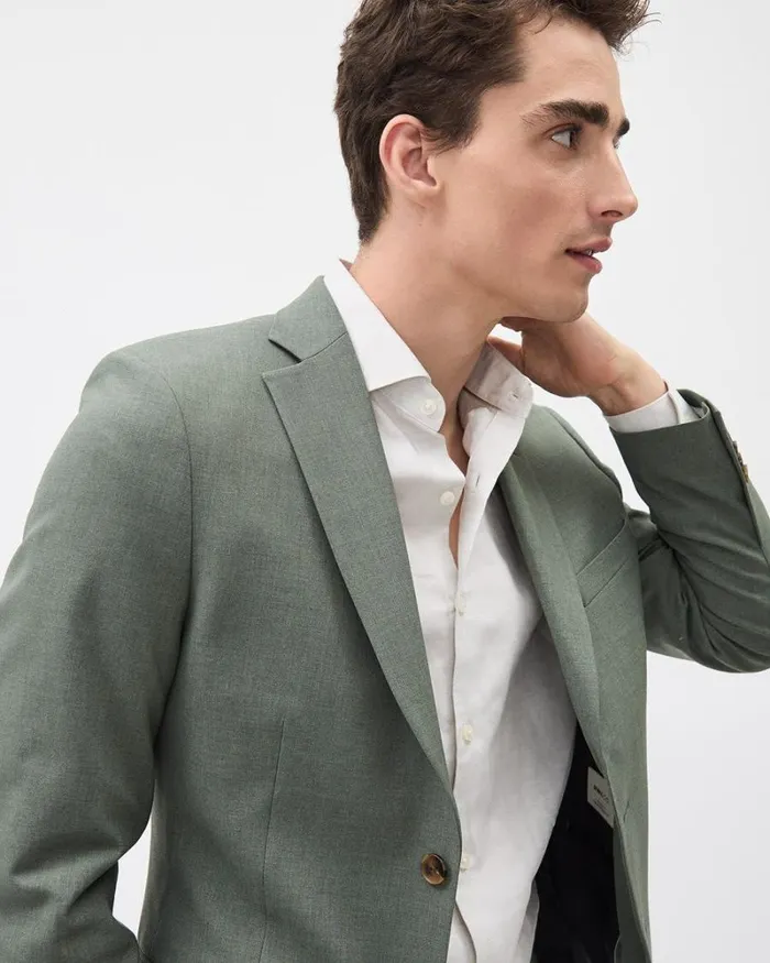 RWandCO Suits SlimFit Green Suit Blazer Green Basil 8211 Men