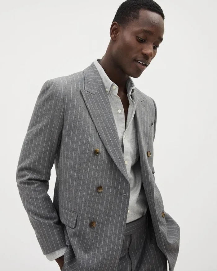 RWandCO Suits TailoredFit DoubleBreasted Striped Suit Blazer Med Grey 8211 Men RWandCO Suits TailoredFit DoubleBreasted Striped Suit Blazer Med Grey 8211 Men
