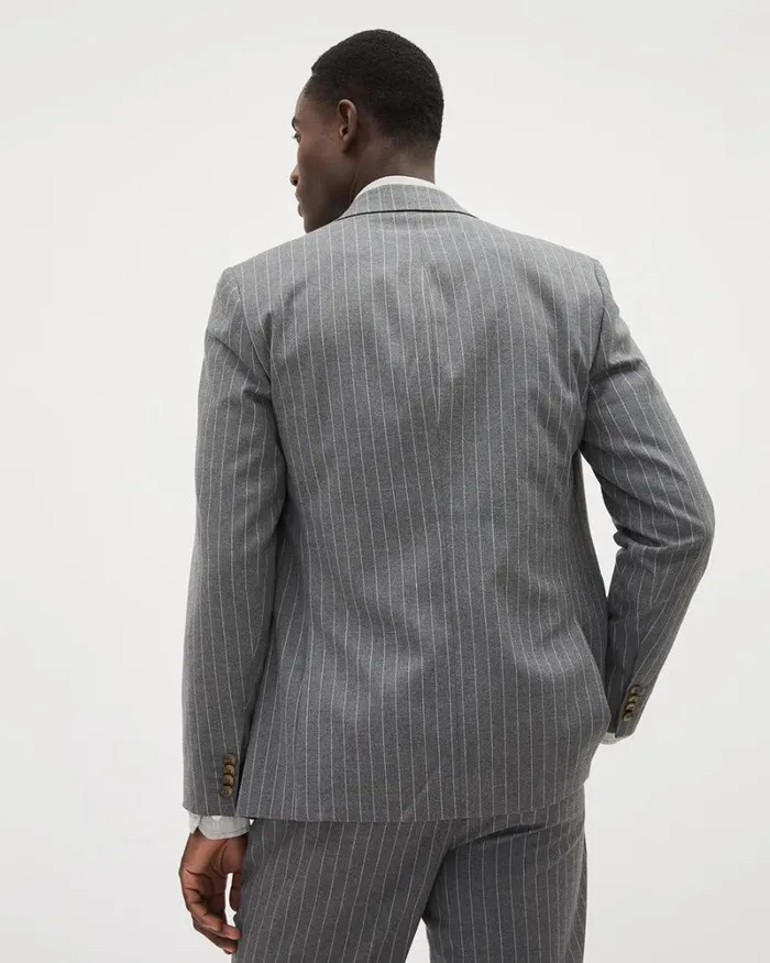 RWandCO Suits TailoredFit DoubleBreasted Striped Suit Blazer Med Grey 8211 Men