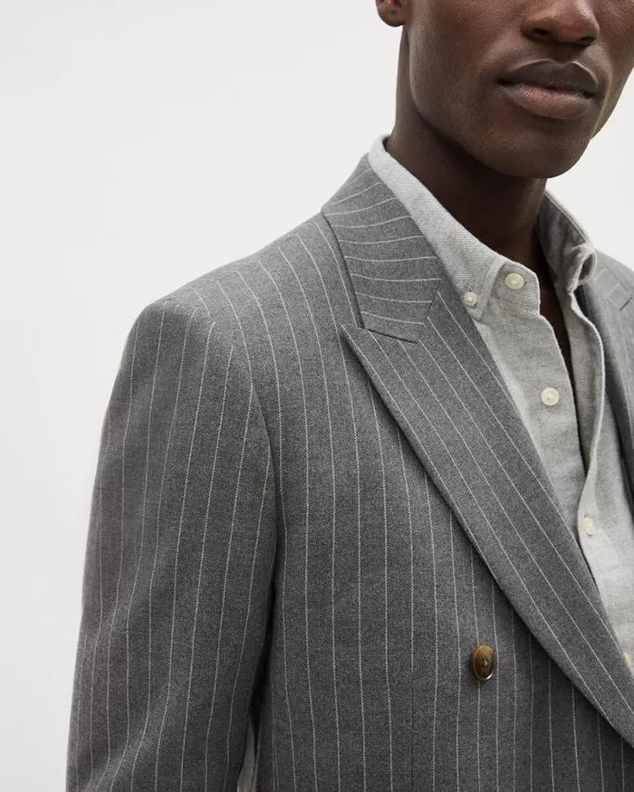 RWandCO Suits TailoredFit DoubleBreasted Striped Suit Blazer Med Grey 8211 Men