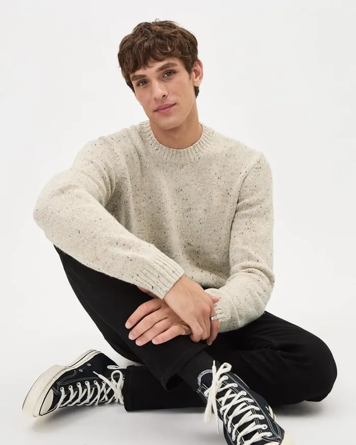 RWandCO Sweaters and Cardigans LongSleeve CrewNeck Sweater With Neps Honey Nep 8211 Men RWandCO Sweaters and Cardigans LongSleeve CrewNeck Sweater With Neps Honey Nep 8211 Men