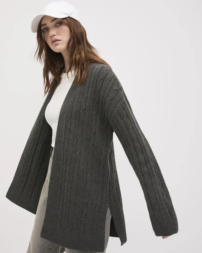 RWandCO Sweaters and Cardigans LongSleeve Spongy Open Cardigan Black Coffee Mix 8211 Women