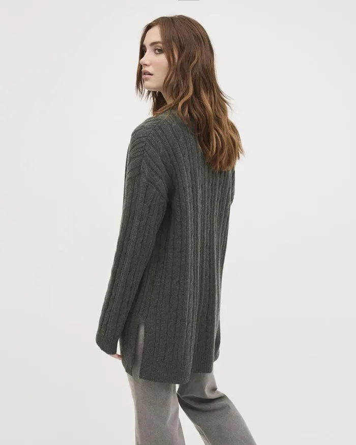 RWandCO Sweaters and Cardigans LongSleeve Spongy Open Cardigan Black Coffee Mix 8211 Women