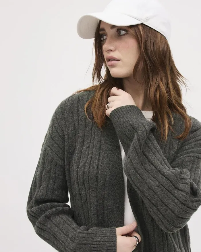 RWandCO Sweaters and Cardigans LongSleeve Spongy Open Cardigan Black Coffee Mix 8211 Women