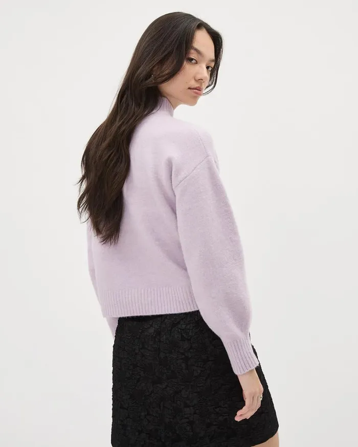 RWandCO Sweaters and Cardigans LongSleeve TurtleNeck Pullover With Flower Embroidery Lavender Frost 8211 Women RWandCO Sweaters and Cardigans LongSleeve TurtleNeck Pullover With Flower Embroidery Lavender Frost 8211 Women