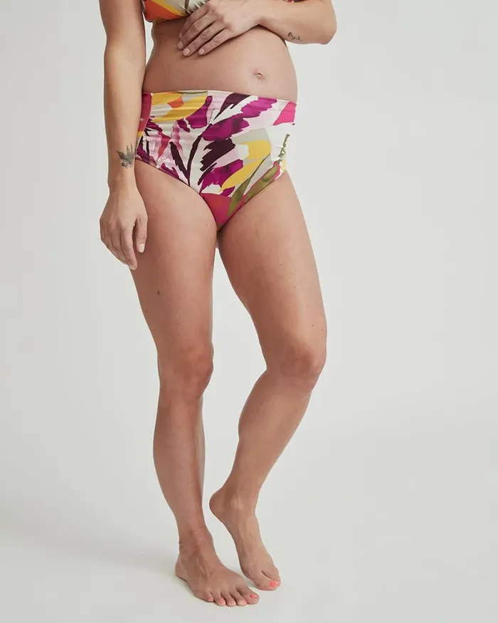 RWandCO Swimwear HighWaist Bikini Bottom With Shirring 8211 Thyme Maternity Tropical Floral Multi 8211 Women