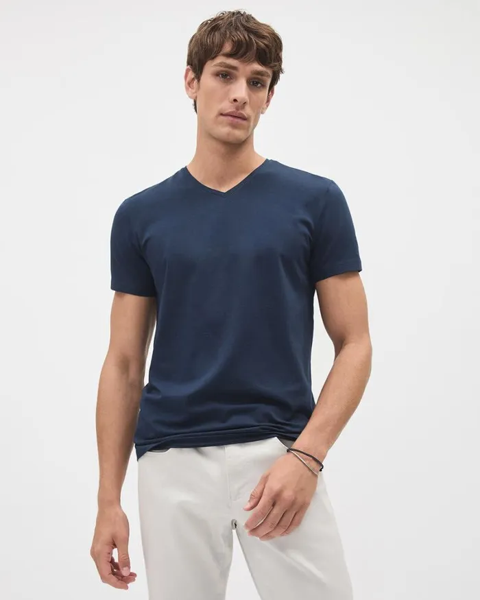 RWandCO TShirts Supima Cotton R VNeck Tshirt Navy Blue 8211 Men
