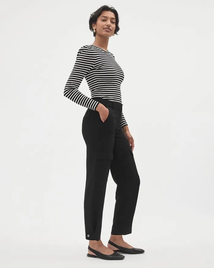 RWandCO Tapered Leg MidRise TaperedLeg Flowy Cargo Pant Black 8211 Women