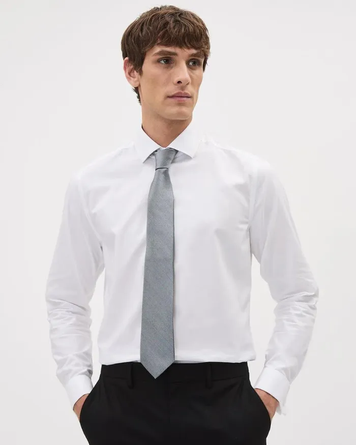 RWandCO Ties and Bow Ties Grey Textured Regular Tie Steel Grey 8211 Men