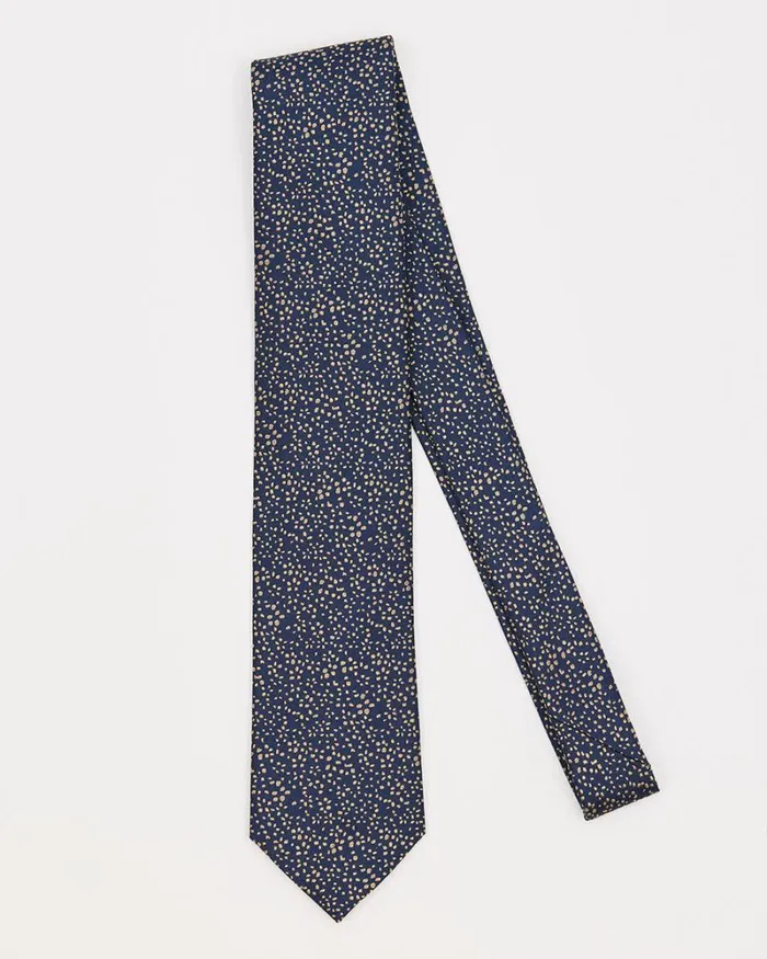 RWandCO Ties and Bow Ties Navy Regular Tie With Golden Dots Navy 8211 Men