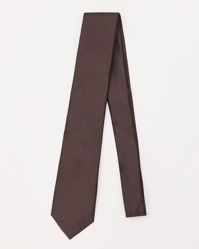 RWandCO Ties and Bow Ties Solid Regular Tie Bitter Chocolate 8211 Men