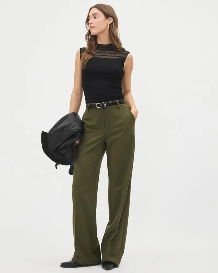 RWandCO Tops Black ExtendedSleeve Textured Top With Sheer Stripes Black 8211 Women
