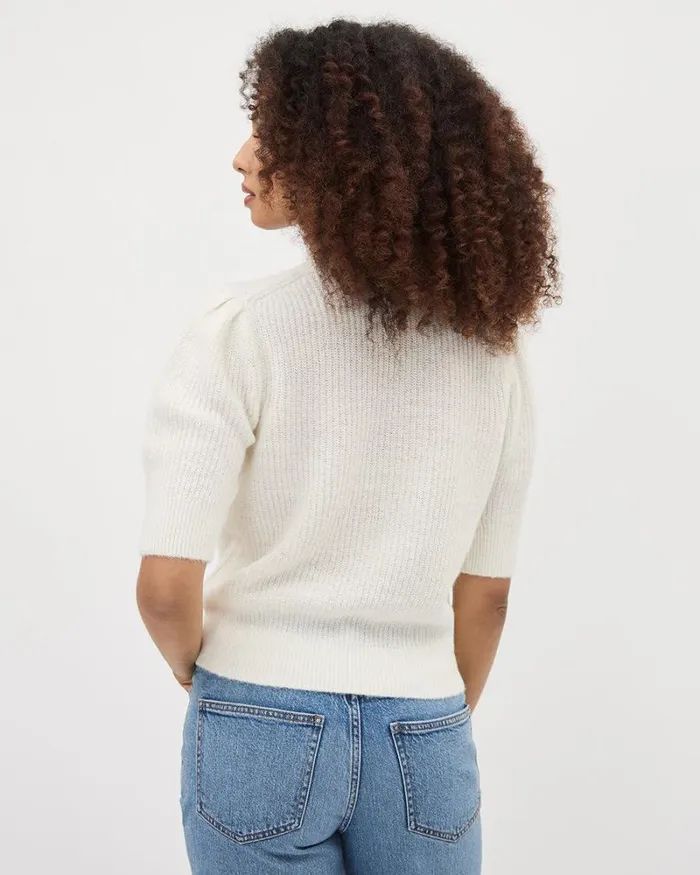 RWandCO Tops ElbowSleeve CrewNeck Pullover With Bow Snow White 8211 Women RWandCO Tops ElbowSleeve CrewNeck Pullover With Bow Snow White 8211 Women