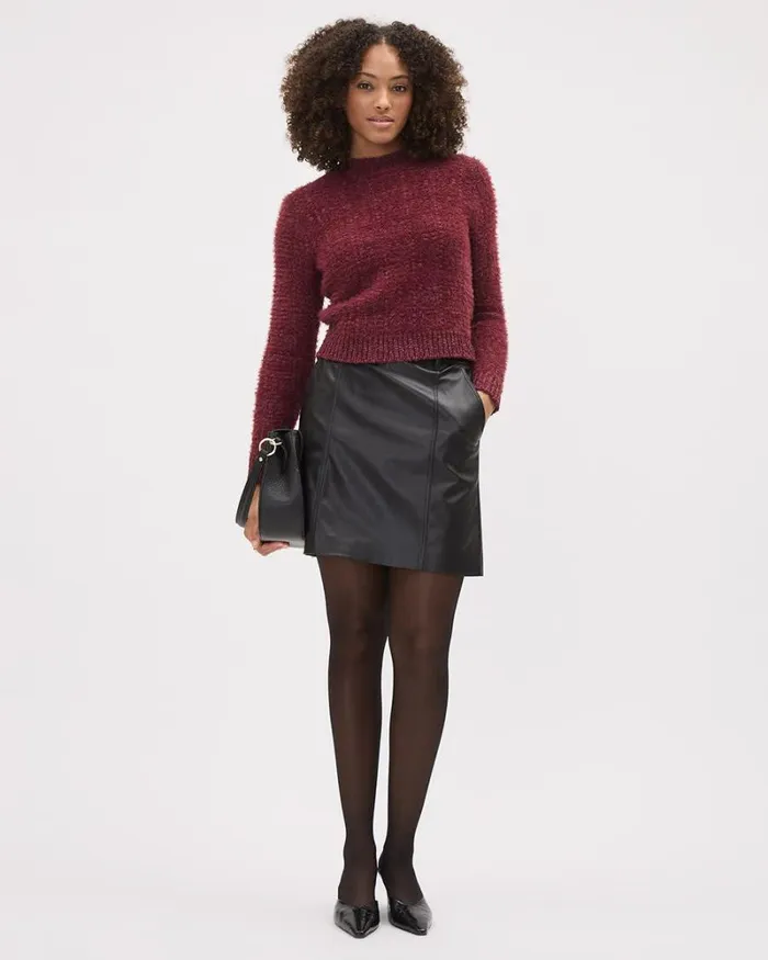 RWandCO Tops LongSleeve CrewNeck FeatherYarn Sweater Burgundy 8211 Women RWandCO Tops LongSleeve CrewNeck FeatherYarn Sweater Burgundy 8211 Women