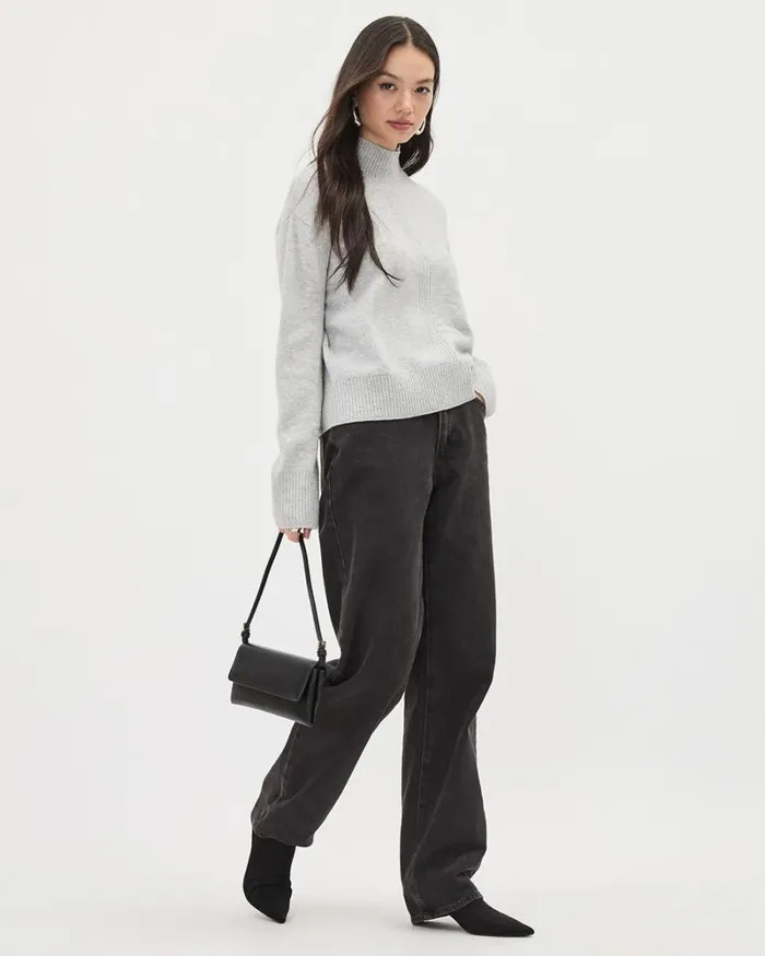 RWandCO Tops LongSleeve MockNeck Merino Sweater Light Grey Mix 8211 Women RWandCO Tops LongSleeve MockNeck Merino Sweater Light Grey Mix 8211 Women