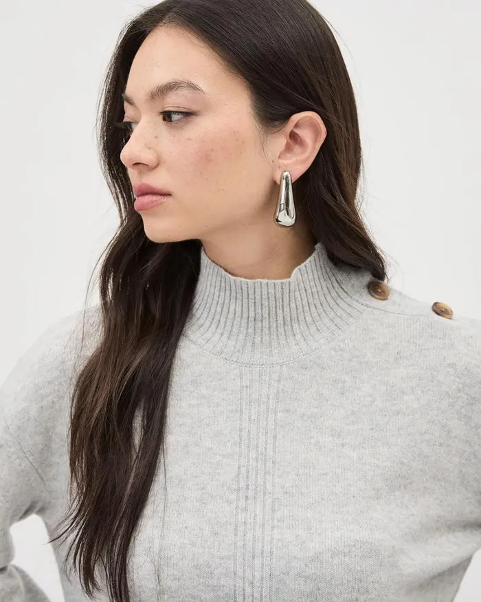 RWandCO Tops LongSleeve MockNeck Merino Sweater Light Grey Mix 8211 Women RWandCO Tops LongSleeve MockNeck Merino Sweater Light Grey Mix 8211 Women
