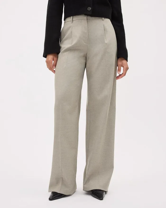RWandCO Wide Leg HighRise WideLeg Flannel Pant Oatmeal 8211 8211 Women