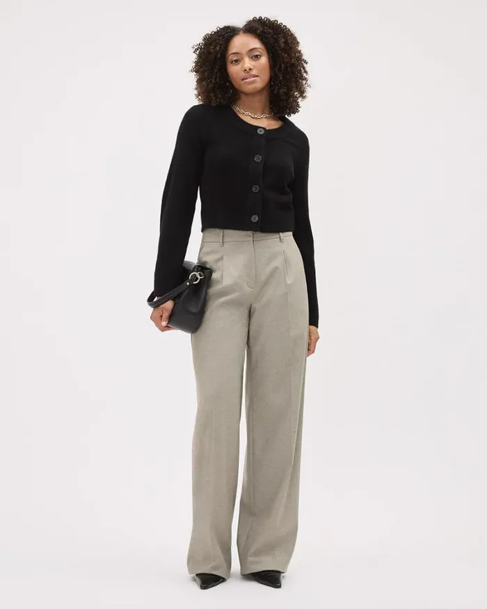RWandCO Wide Leg HighRise WideLeg Flannel Pant Oatmeal 8211 8211 Women RWandCO Wide Leg HighRise WideLeg Flannel Pant Oatmeal 8211 8211 Women