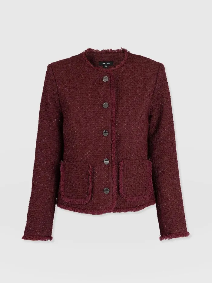 Saint And Sofia Blazers Women Ashby Jacket 8211 Maroon Maroon