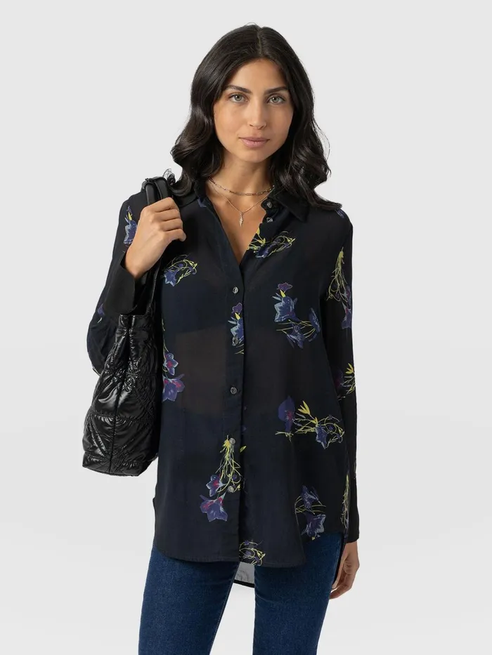 Saint And Sofia Blouses and Shirts Women Madison Shirt 8211 Blue Lily Gardens Blue Lily Gardens