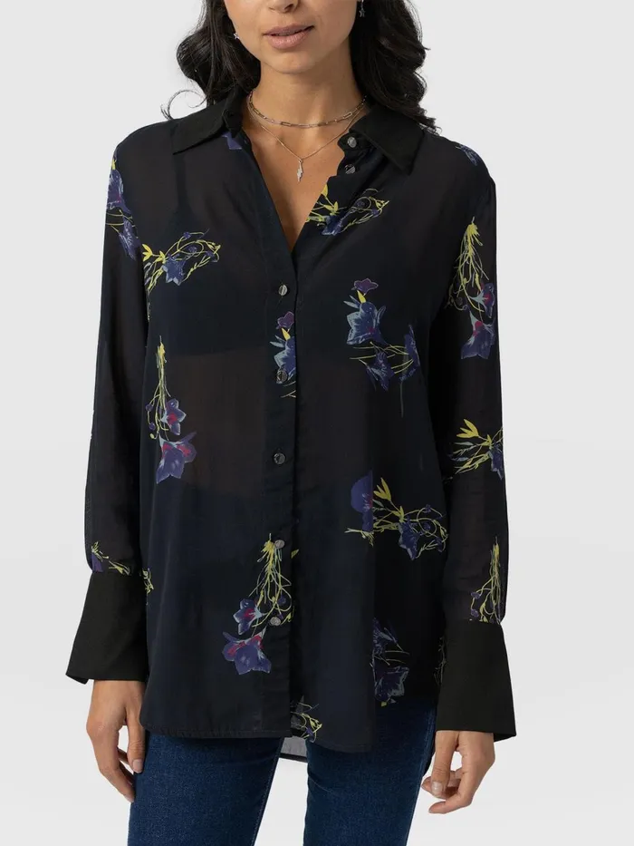 Saint And Sofia Blouses and Shirts Women Madison Shirt 8211 Blue Lily Gardens Blue Lily Gardens