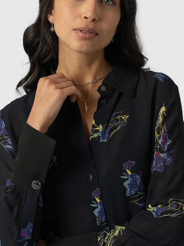 Saint And Sofia Blouses and Shirts Women Madison Shirt 8211 Blue Lily Gardens Blue Lily Gardens