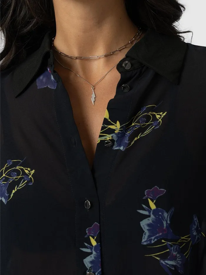 Saint And Sofia Blouses and Shirts Women Madison Shirt 8211 Blue Lily Gardens Blue Lily Gardens