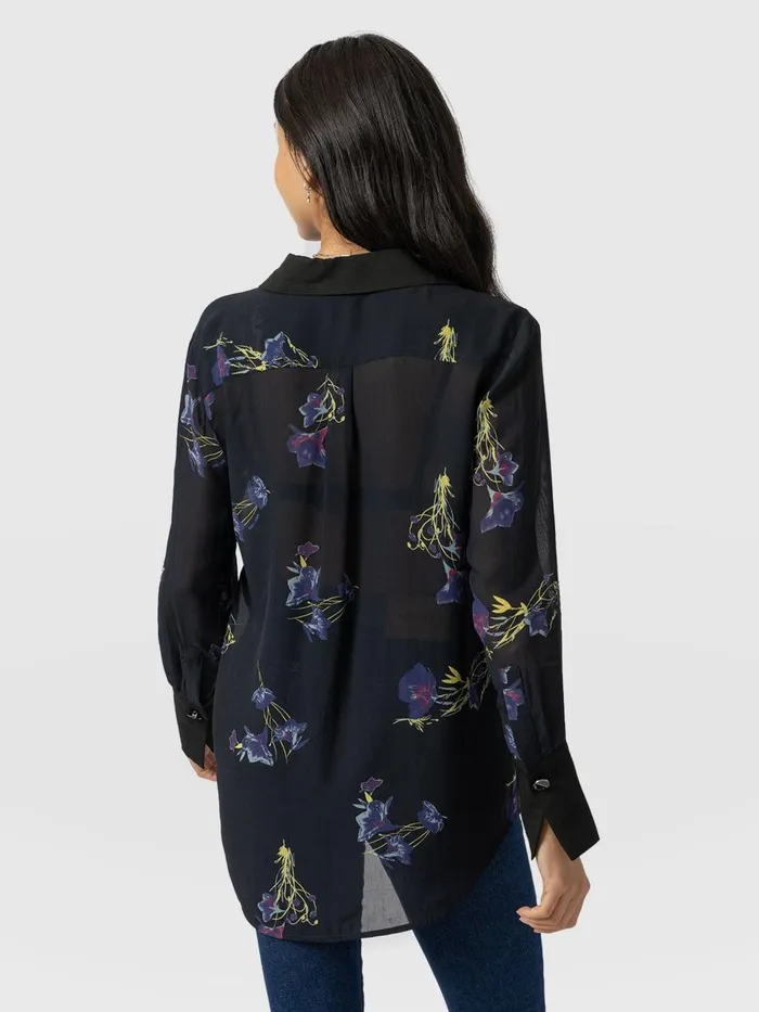 Saint And Sofia Blouses and Shirts Women Madison Shirt 8211 Blue Lily Gardens Blue Lily Gardens