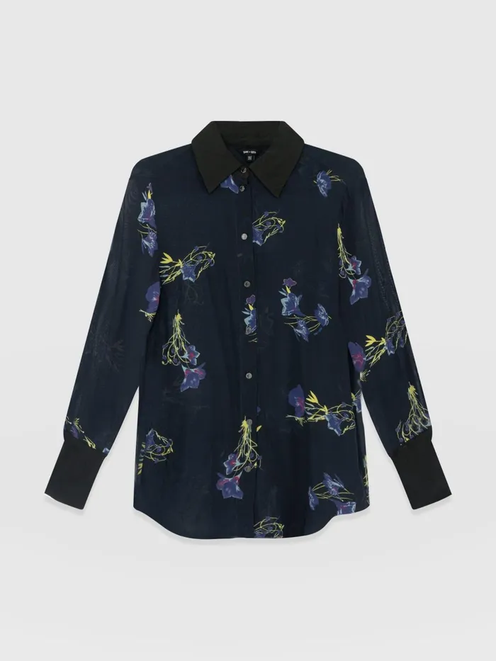 Saint And Sofia Blouses and Shirts Women Madison Shirt 8211 Blue Lily Gardens Blue Lily Gardens