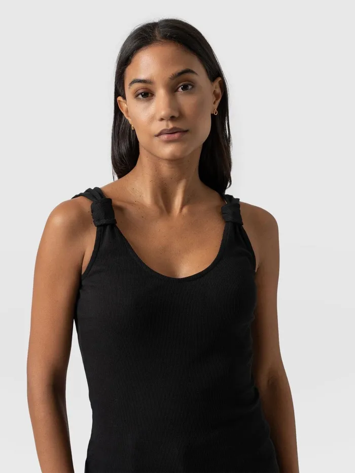 Saint And Sofia Casual Tops Women Knot Vest Rib 8211 Black Black