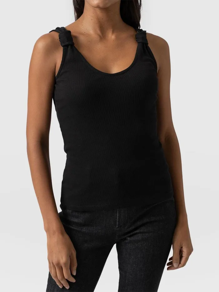 Saint And Sofia Casual Tops Women Knot Vest Rib 8211 Black Black