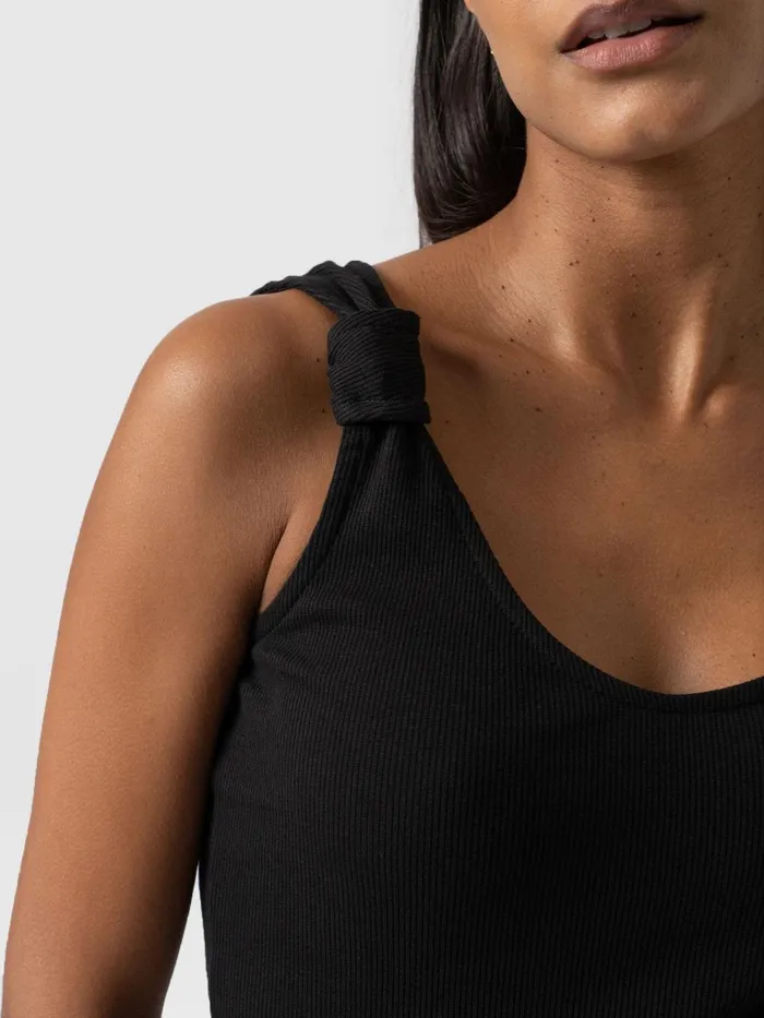 Saint And Sofia Casual Tops Women Knot Vest Rib 8211 Black Black