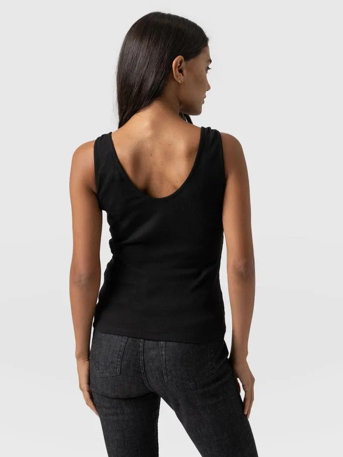 Saint And Sofia Casual Tops Women Knot Vest Rib 8211 Black Black