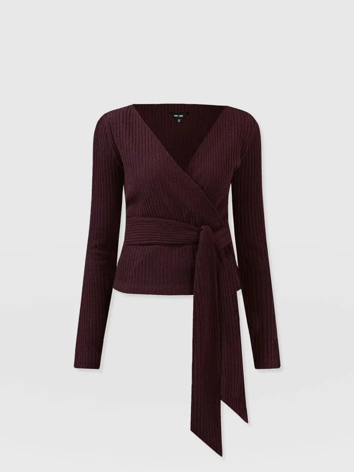 Saint And Sofia Casual Tops Women Victory Rib Top 8211 Burgundy Burgundy