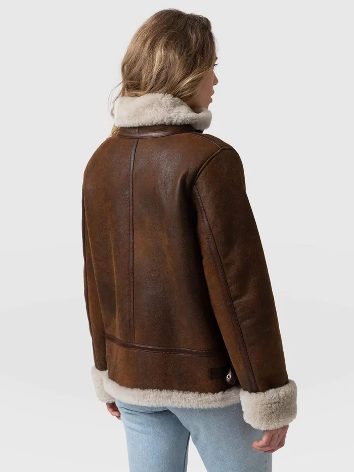 Saint And Sofia Coats and Jackets Women Amelia Aviator Jacket 8211 Brown Brown