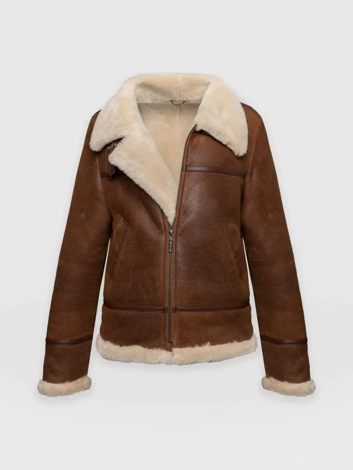 Saint And Sofia Coats and Jackets Women Amelia Aviator Jacket 8211 Brown Brown