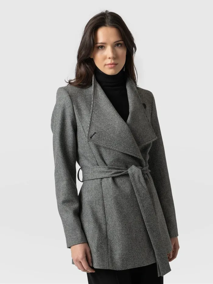 Saint And Sofia Coats and Jackets Women Sienna Wrap Coat 8211 Chevron Chevron