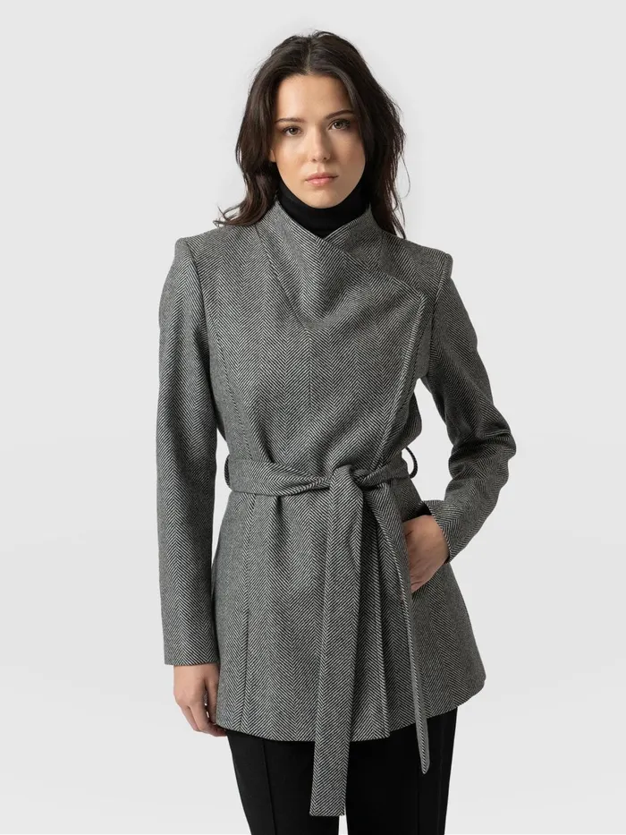 Saint And Sofia Coats and Jackets Women Sienna Wrap Coat 8211 Chevron Chevron