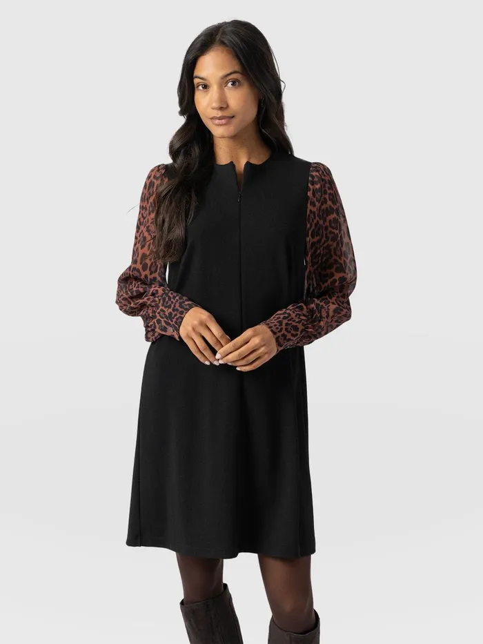 Saint And Sofia Dresses Women Esme Zip Up Dress 8211 Brown Leopard Brown Leopard