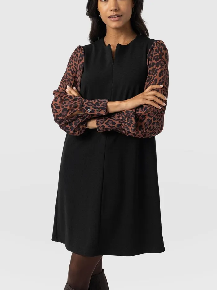 Saint And Sofia Dresses Women Esme Zip Up Dress 8211 Brown Leopard Brown Leopard